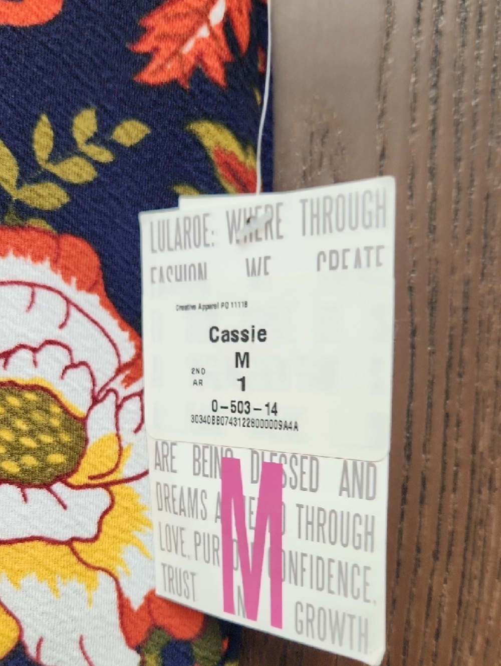 🚨2/$25 or 5/$LuLaRoe Navy Floral Pencil Skirt with Yellow, Orange & Blue Blooms - Picture 2 of 5